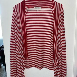 Red and white strip cardigan